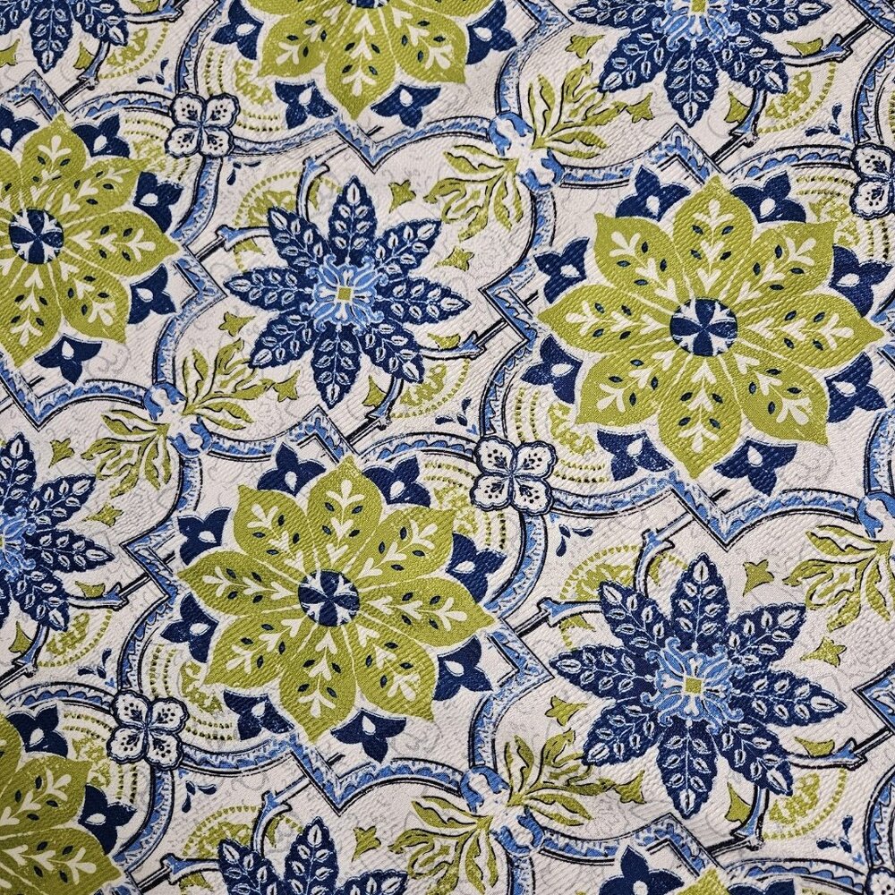 Round Tablecloth 70in Microfiber Porto Mediterranean Blue Green Dining Kitchen